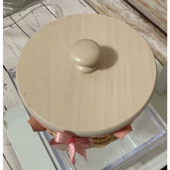 Longaberger 2006 Whitewashed Horizon of Hope  Liner Lid Basket Breast Cancer - Picture 6 of 11